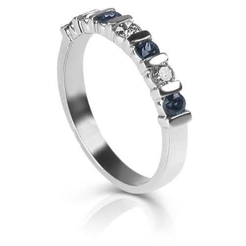 1.05 CT Round Cut Blue Sapphires & Diamonds - Wedding Band - Primestyle.com