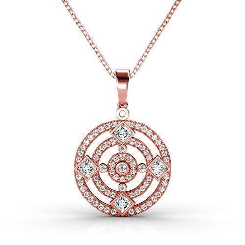 1.05 CT Round & Princess Cut Diamonds - Diamond Pendant - Primestyle.com