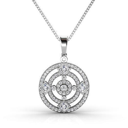 1.05 CT Round & Princess Cut Diamonds - Diamond Pendant