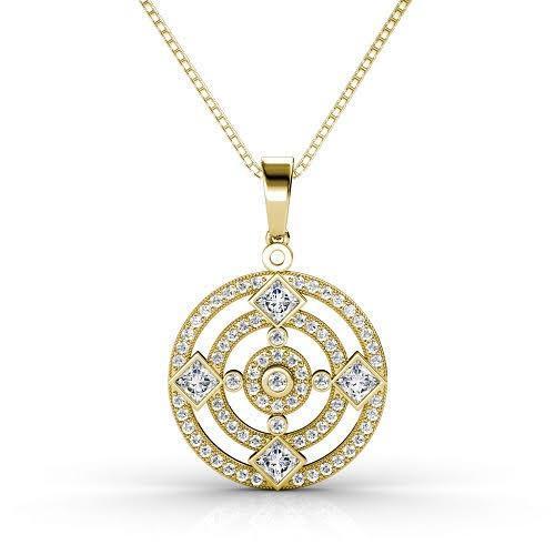 1.05 CT Princess & Round Cut Natural Diamonds - Diamond Pendants