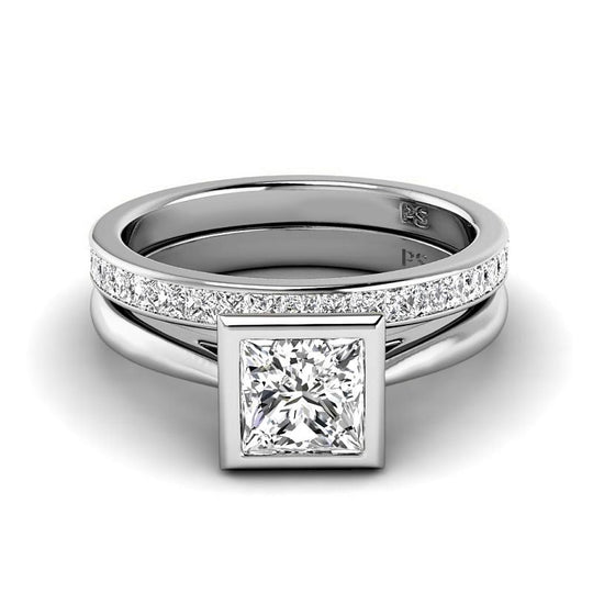 1.10-3.60 CT Princess Cut Lab Grown Diamonds - Bridal Set