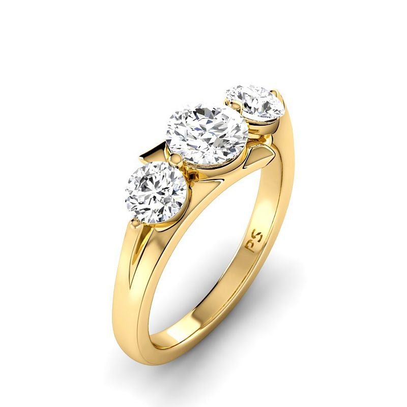 1.10-3.60 CT Round Cut Lab Grown Diamonds - Three Stone Ring - Primestyle.com