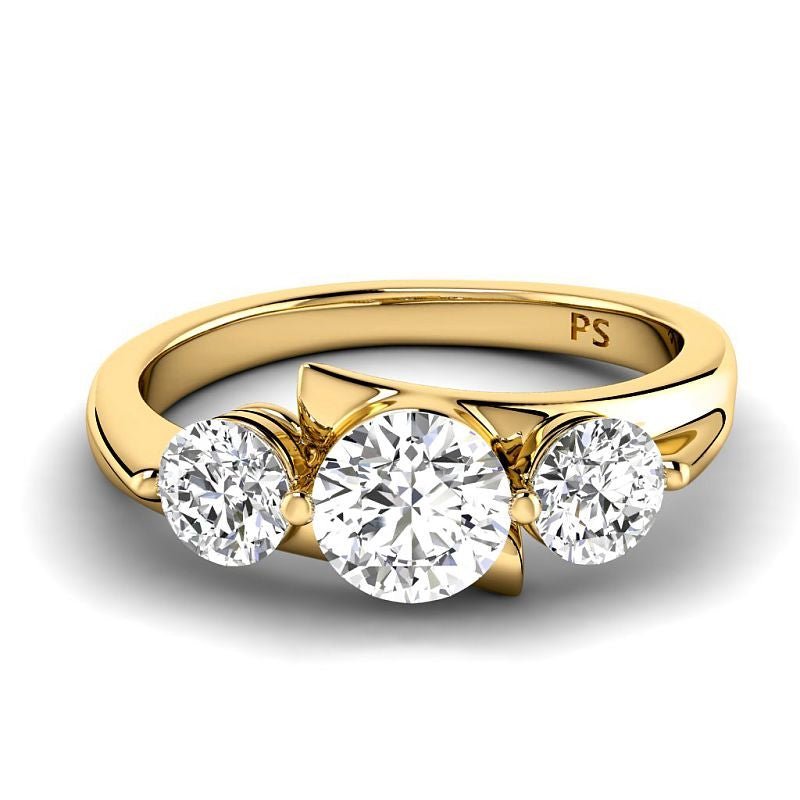 1.10 - 3.60 CT Round Cut Lab Grown Diamonds - Three Stone Ring - Primestyle.com
