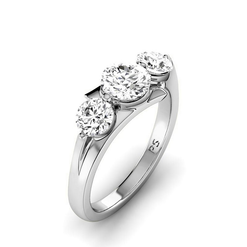 1.10-3.60 CT Round Cut Lab Grown Diamonds - Three Stone Ring - Primestyle.com