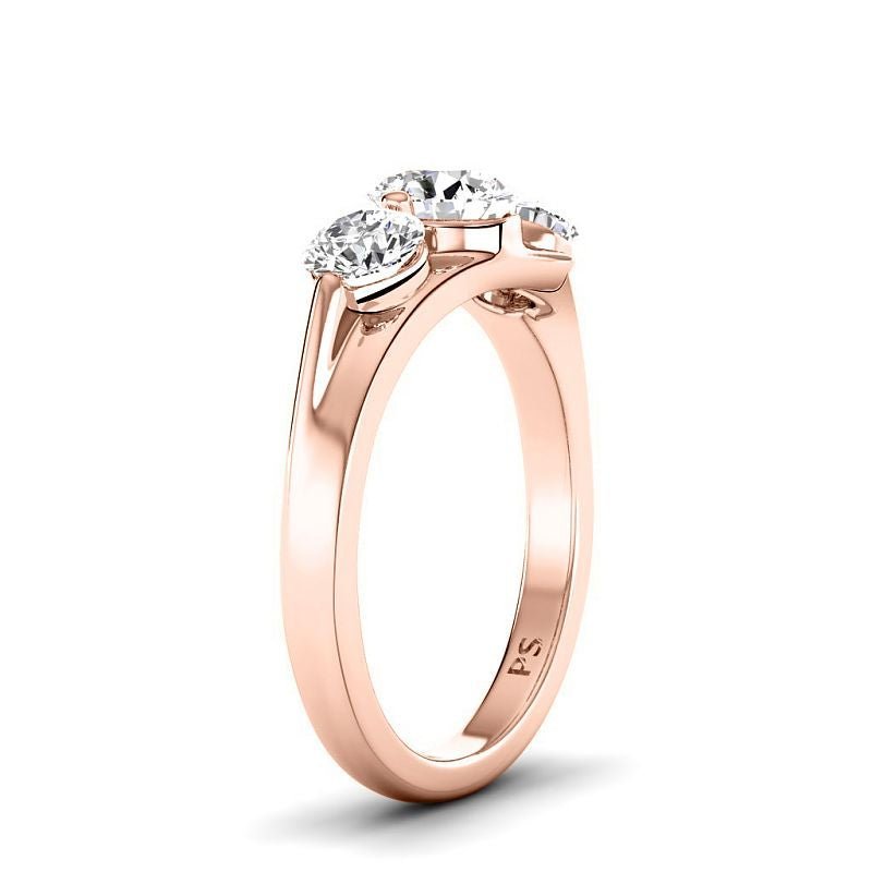 1.10 - 3.60 CT Round Cut Lab Grown Diamonds - Three Stone Ring - Primestyle.com