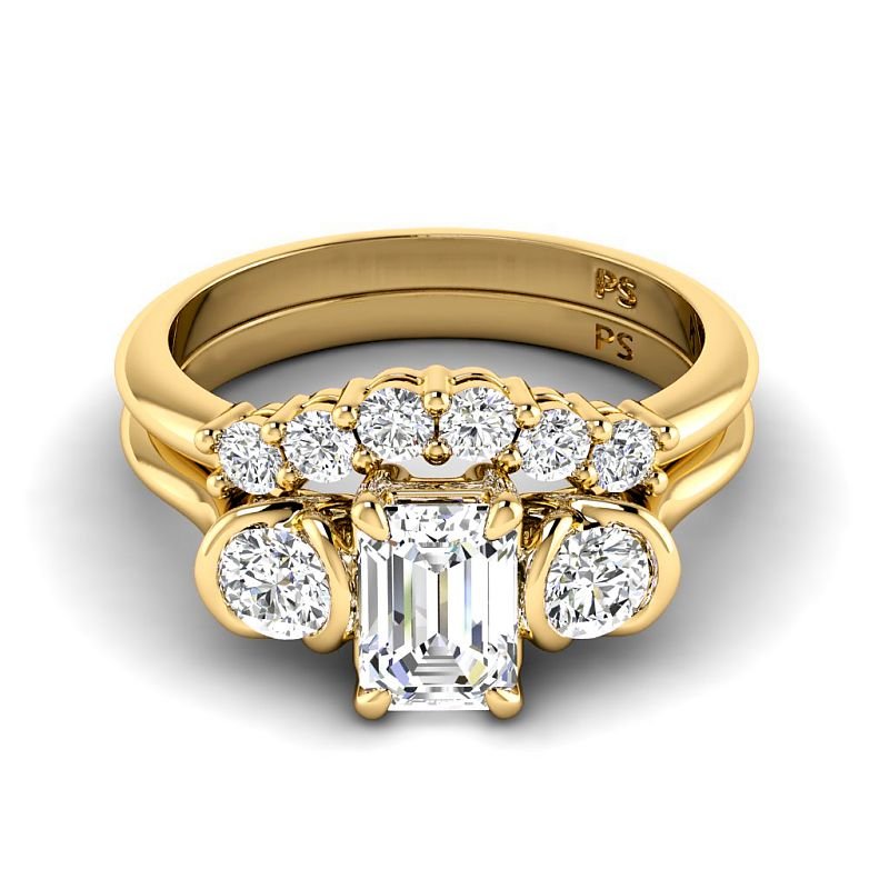 1.10-3.60 CT Round & Emerald Cut Lab Grown Diamonds - Bridal Set - Primestyle.com