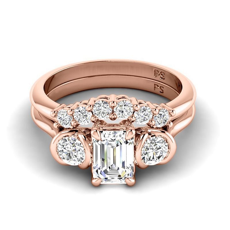 1.10-3.60 CT Round & Emerald Cut Lab Grown Diamonds - Bridal Set - Primestyle.com