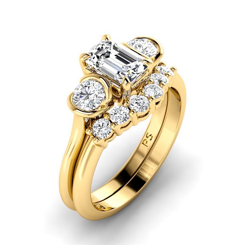 1.10-3.60 CT Round & Emerald Cut Lab Grown Diamonds - Bridal Set - Primestyle.com