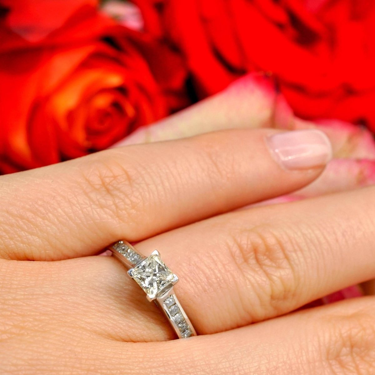 1.15-2.30 CT Princess Cut Natural Diamonds - Engagement Ring