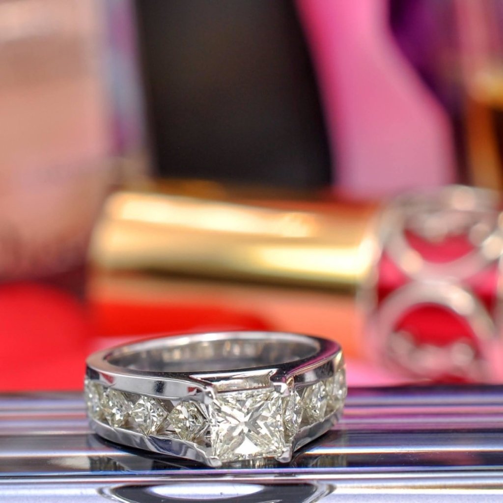 1.15-2.30 CT Princess Cut Natural Diamonds - Engagement Ring