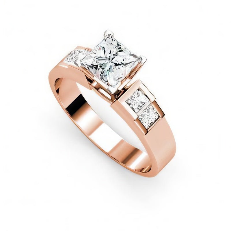 1.15-2.30 CT Princess Cut Natural Diamonds - Engagement Ring