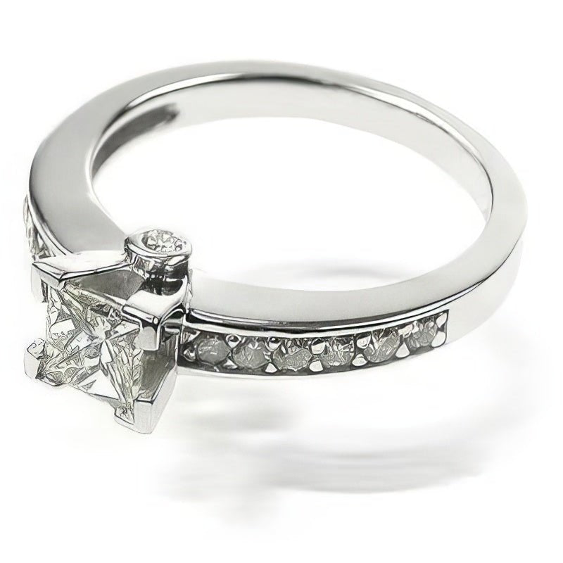 1.15-2.30 CT Princess & Round Cut Natural Diamonds - Engagement Ring