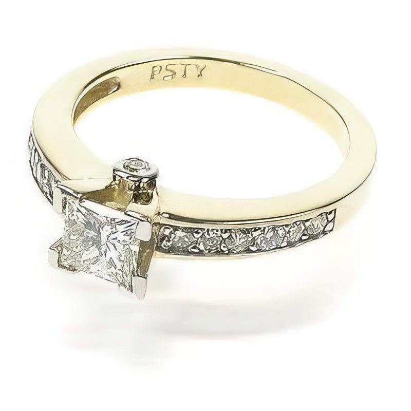 1.15-2.30 CT Princess & Round Cut Natural Diamonds - Engagement Ring