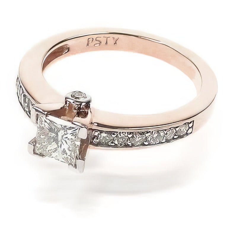 1.15-2.30 CT Princess & Round Cut Natural Diamonds - Engagement Ring