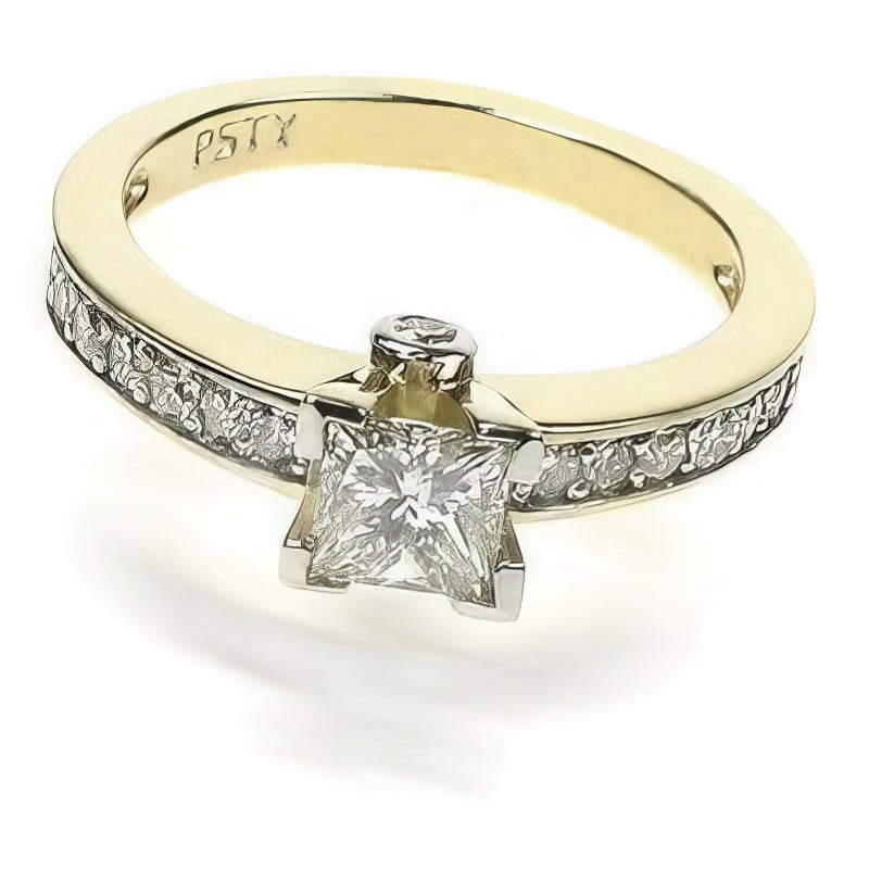 1.15-2.30 CT Princess & Round Cut Natural Diamonds - Engagement Ring