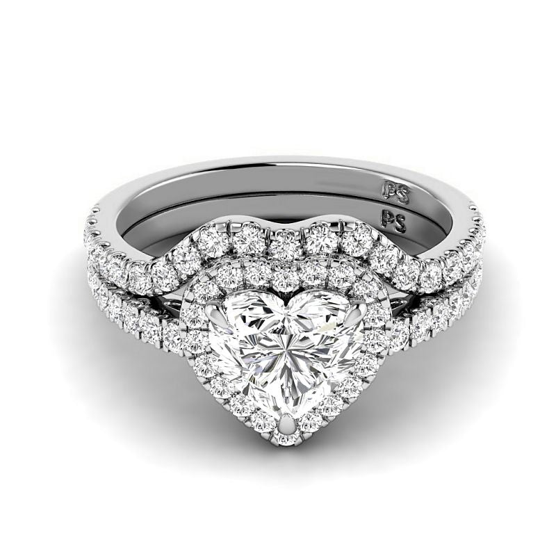 1.15-3.65 CT Round &amp; Heart Cut Lab Grown Diamonds - Bridal Set - Primestyle.com