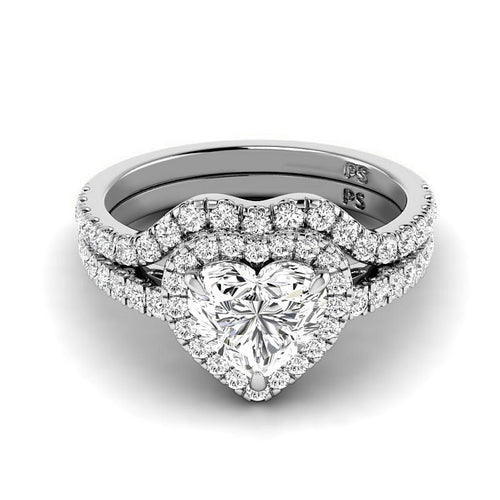 1.15-3.65 CT Round & Heart Cut Lab Grown Diamonds - Bridal Set - Primestyle.com