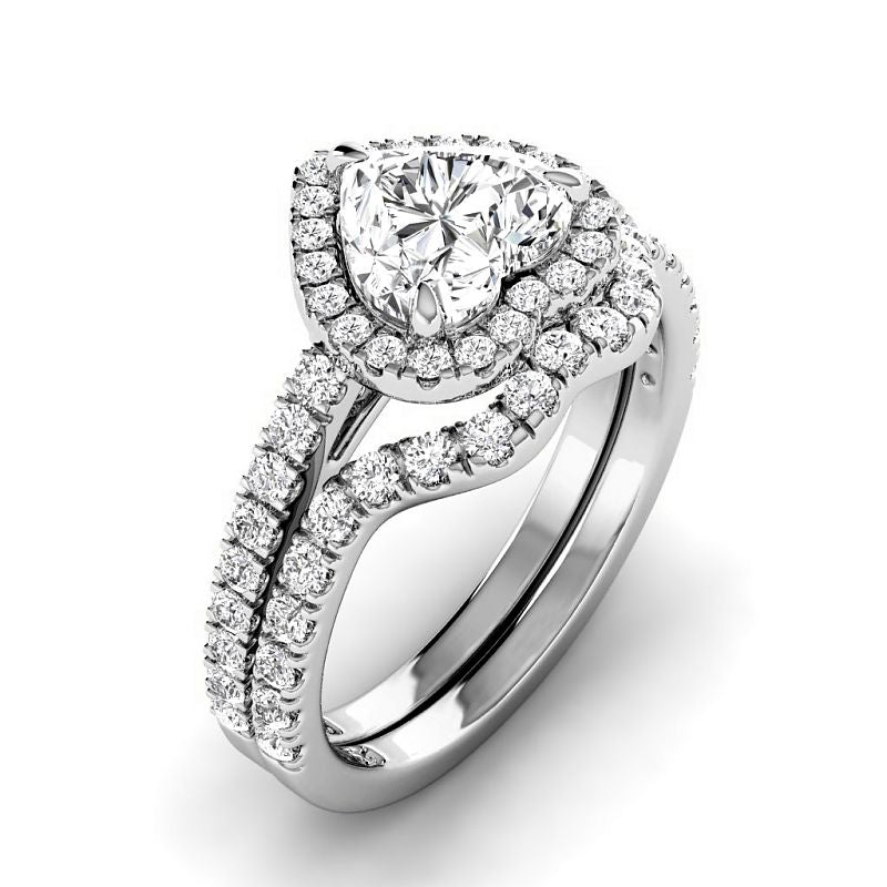 1.15-3.65 CT Round & Heart Cut Lab Grown Diamonds - Bridal Set - Primestyle.com