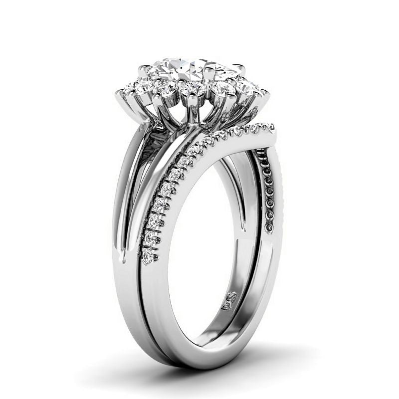 1.15-3.65 CT Round & Oval Cut Lab Grown Diamonds - Bridal Set - Primestyle.com
