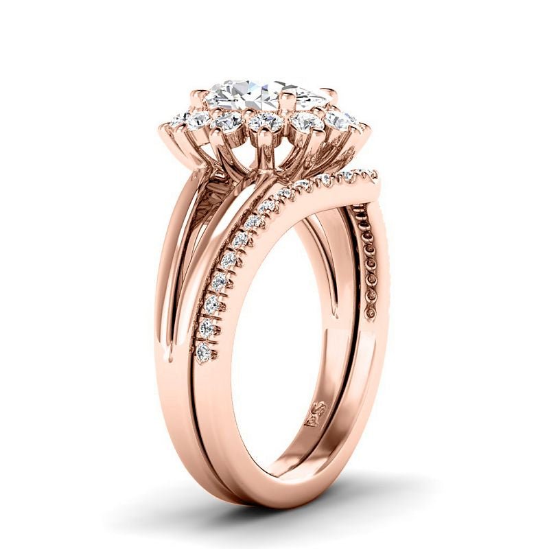 1.15-3.65 CT Round & Oval Cut Lab Grown Diamonds - Bridal Set - Primestyle.com