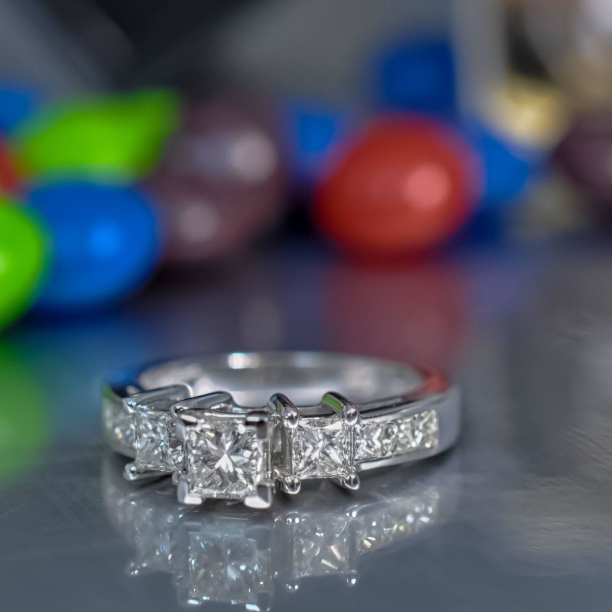 1.20-2.35 CT Princess Cut Natural Diamonds - Engagement Ring