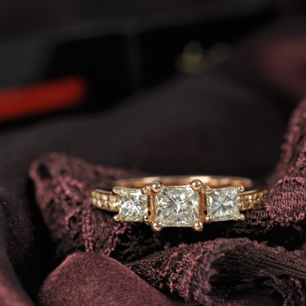 1.20 - 2.35 CT Princess & Round Cut Natural Diamonds - Engagement Ring - Primestyle.com