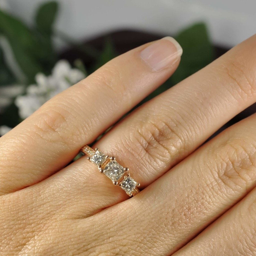 1.20-2.35 CT Princess & Round Cut Natural Diamonds - Engagement Ring