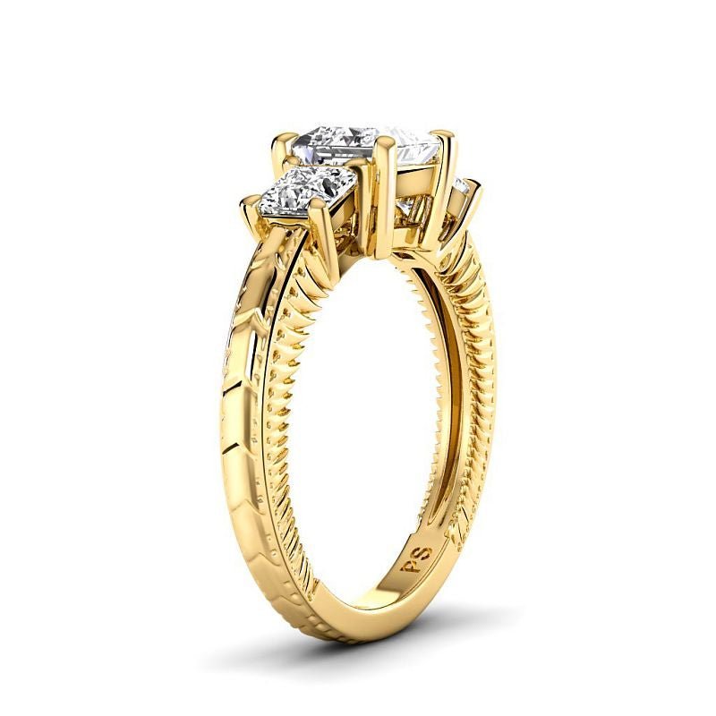 1.20-6.70 CT Princess Cut Diamonds - Three Stone Rings