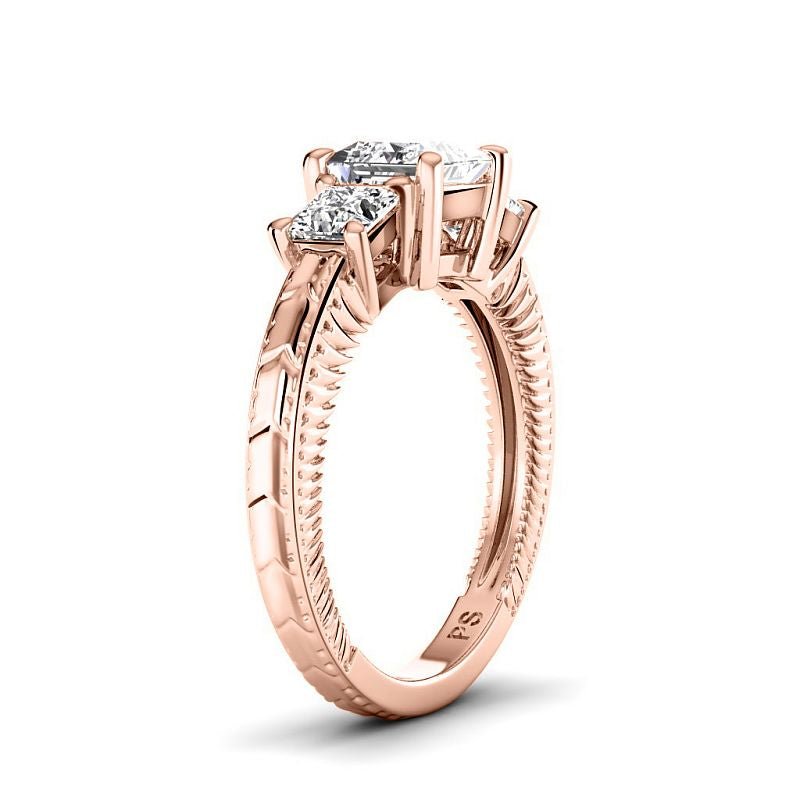1.20-3.70 CT Princess Cut Lab Grown Diamonds - Three Stone Ring - Primestyle.com