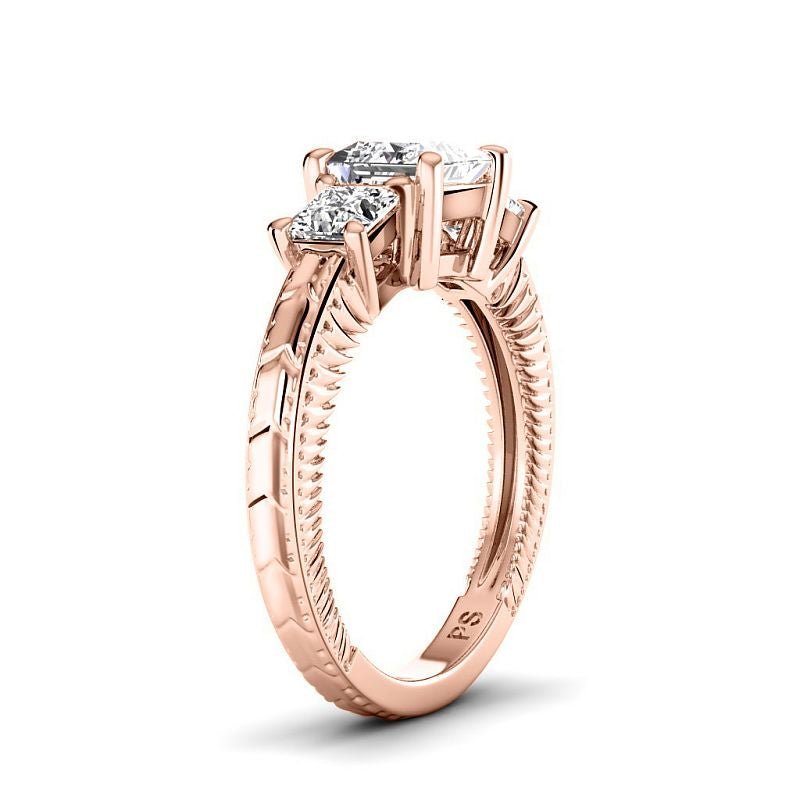 1.20 - 3.70 CT Princess Cut Lab Grown Diamonds - Three Stone Ring - Primestyle.com