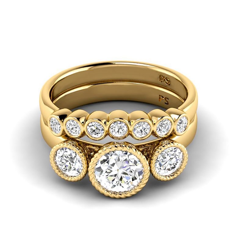 1.20-3.70 CT Round Cut Lab Grown Diamonds - Bridal Set - Primestyle.com