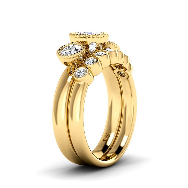 1.20-3.70 CT Round Cut Lab Grown Diamonds - Bridal Set - Primestyle.com