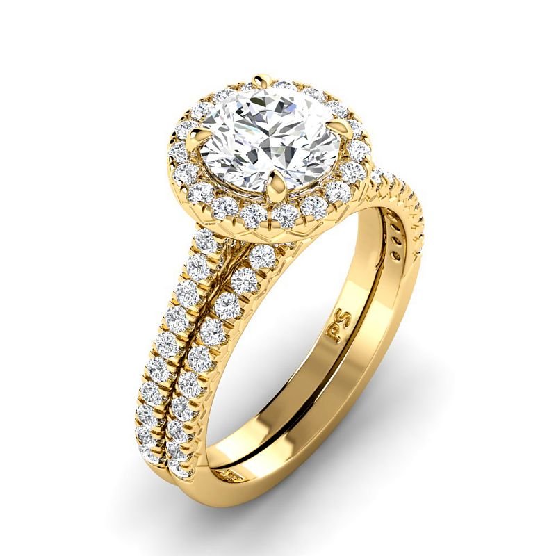 1.20-3.70 CT Round Cut Lab Grown Diamonds - Bridal Set - Primestyle.com