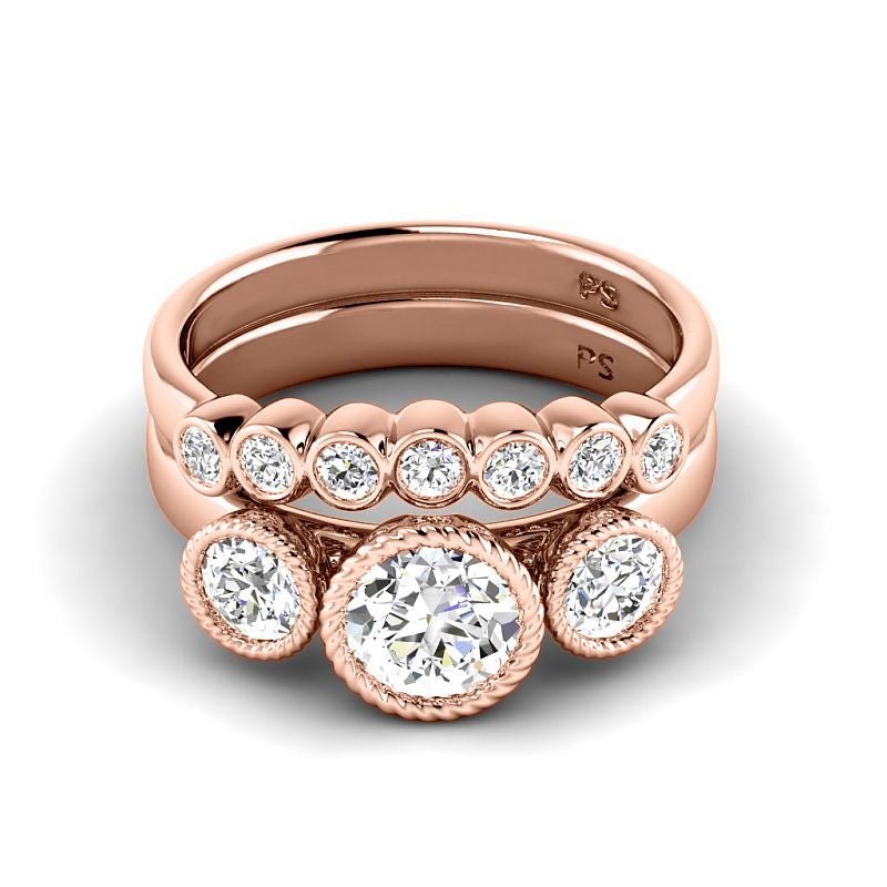 1.20-3.70 CT Round Cut Lab Grown Diamonds - Bridal Set - Primestyle.com