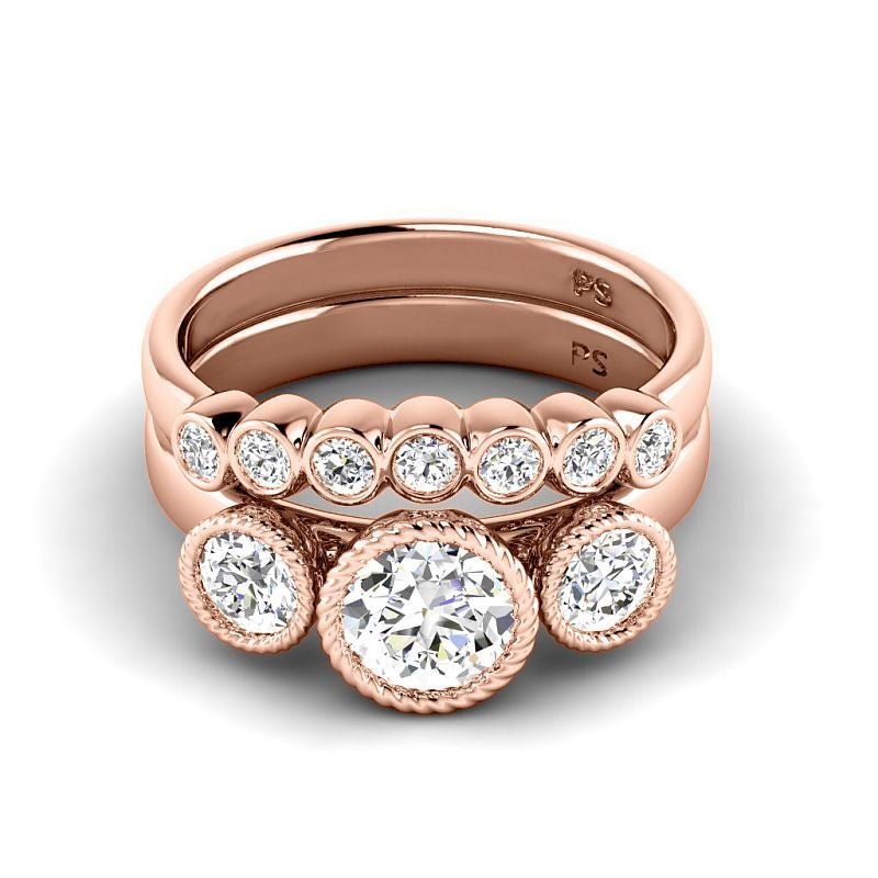 1.20 - 6.70 CT Round Cut Diamonds - Bridal Set - Primestyle.com