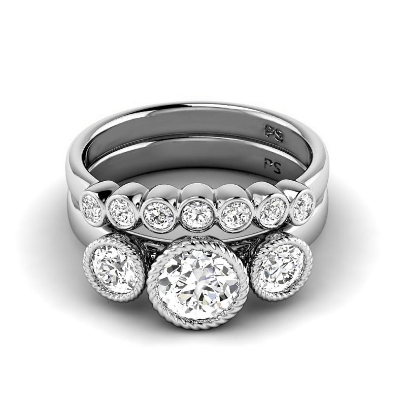 1.20-3.70 CT Round Cut Lab Grown Diamonds - Bridal Set - Primestyle.com