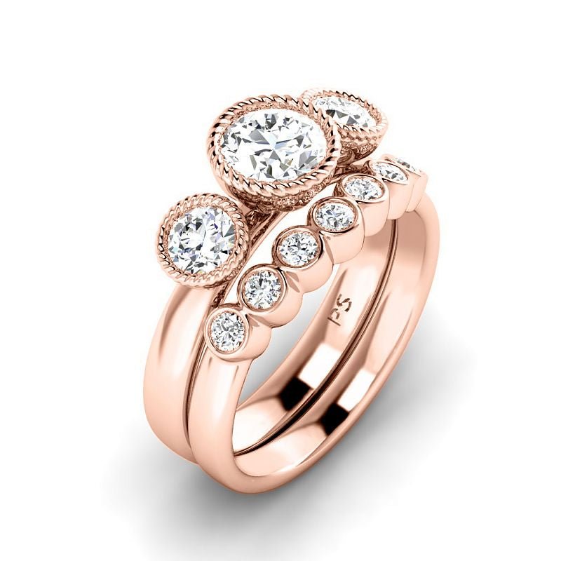 1.20-3.70 CT Round Cut Lab Grown Diamonds - Bridal Set - Primestyle.com