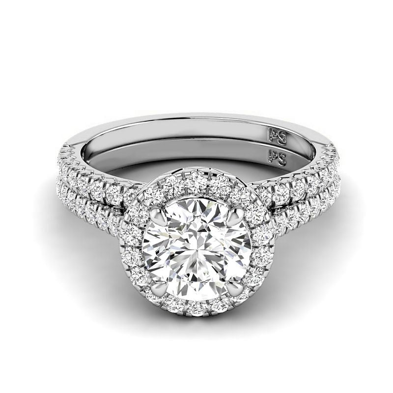 1.20-3.70 CT Round Cut Lab Grown Diamonds - Bridal Set - Primestyle.com