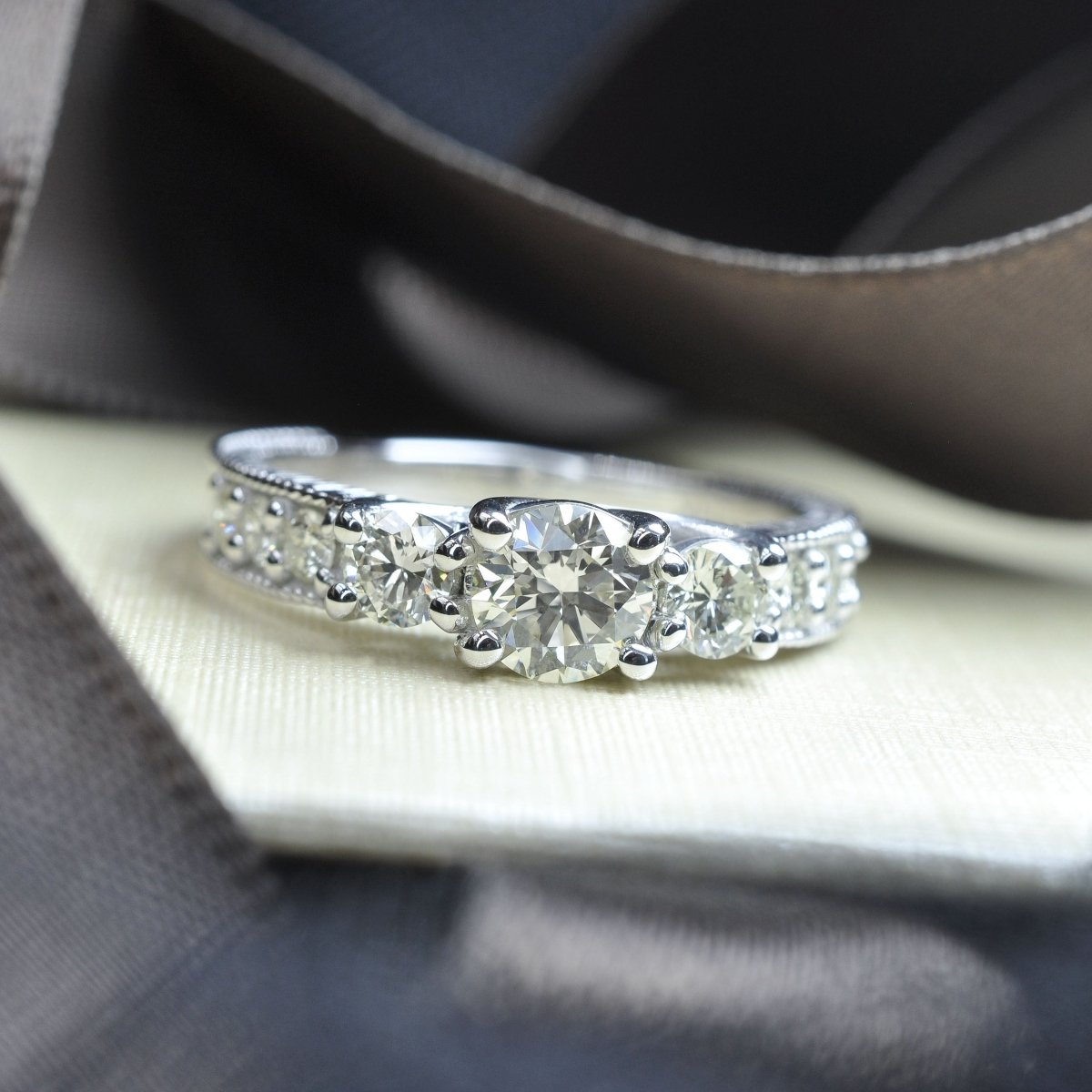 1.25-1.55 CT Round Cut Diamonds - Three Stone Ring