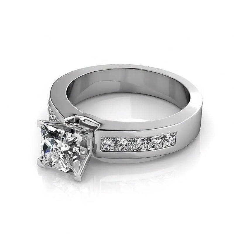 1.25-2.40 CT Princess Cut Natural Diamonds - Engagement Ring