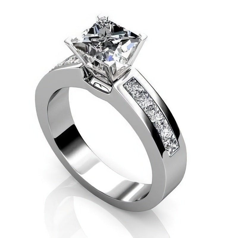 1.25-2.40 CT Princess Cut Natural Diamonds - Engagement Ring