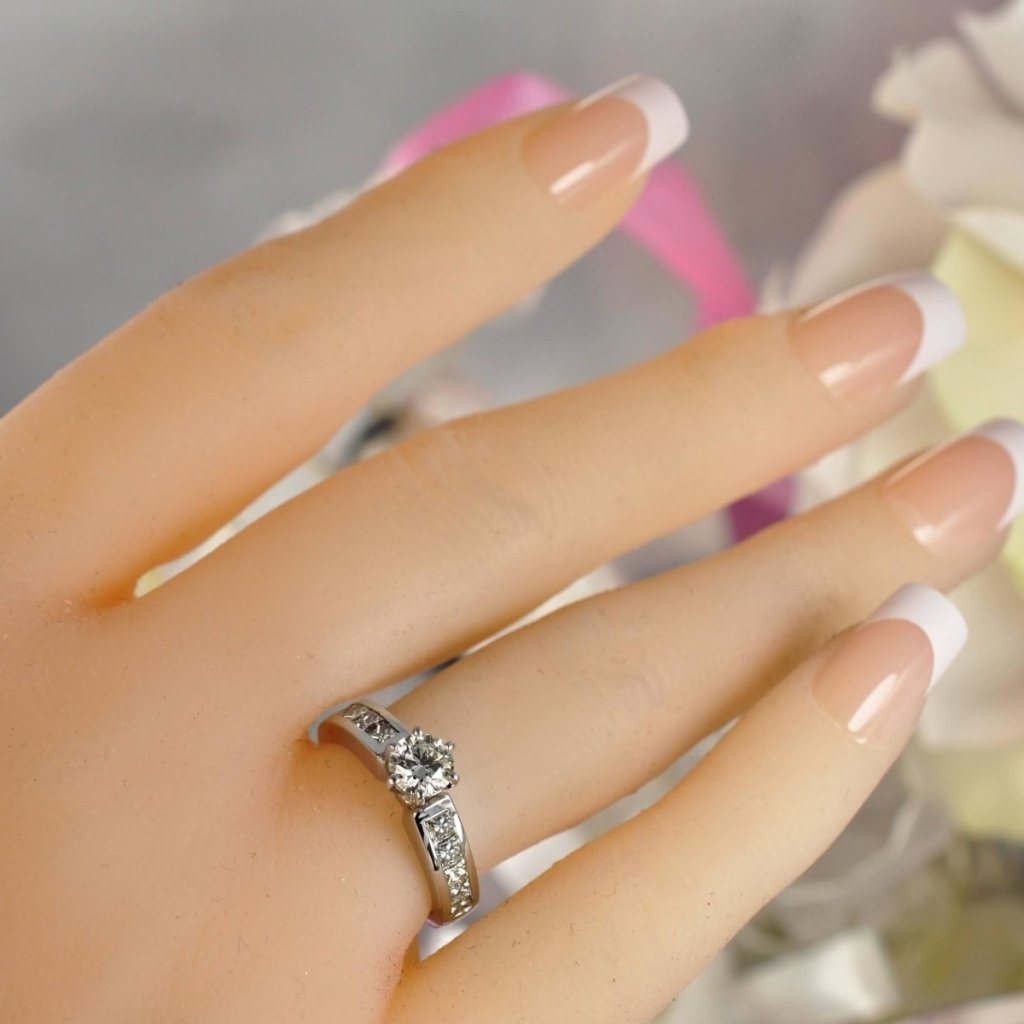 1.25-2.40 CT Princess & Round Cut Natural Diamonds - Engagement Ring