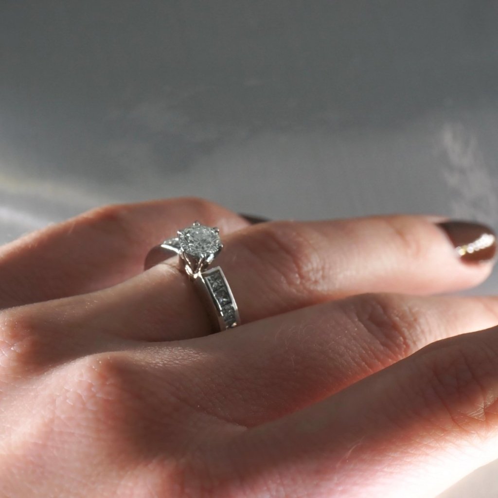 1.25-2.40 CT Princess & Round Cut Natural Diamonds - Engagement Ring