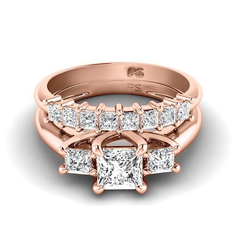 1.25 - 6.75 CT Princess Cut Diamonds - Bridal Set - Primestyle.com