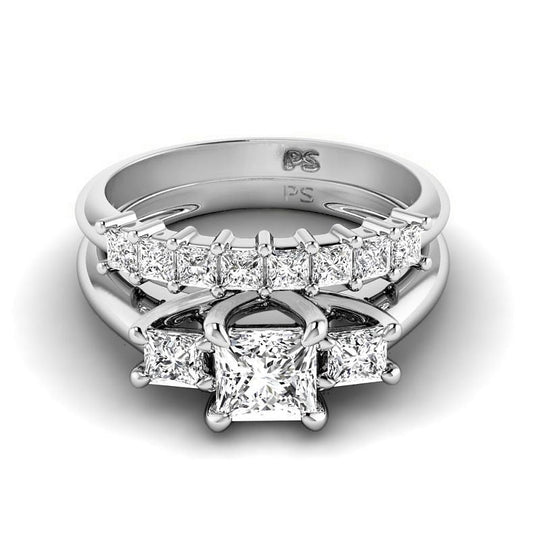 1.25-3.75 CT Princess Cut Lab Grown Diamonds - Bridal Set