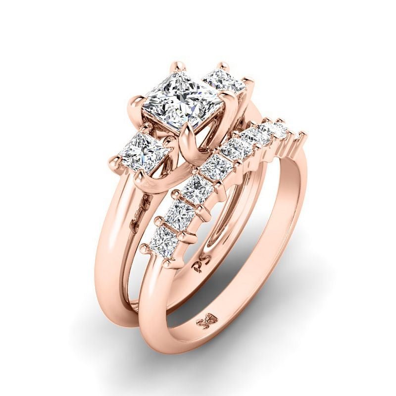 1.25-6.75 CT Princess Cut Diamonds - Bridal Set