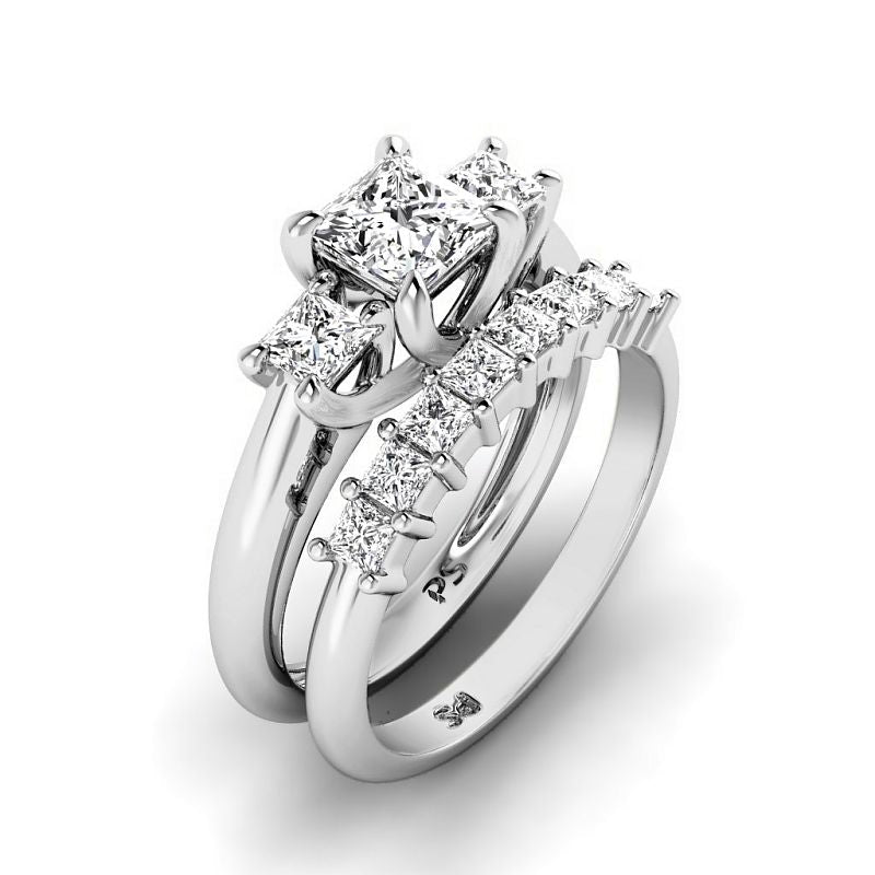 1.25-6.75 CT Princess Cut Diamonds - Bridal Set