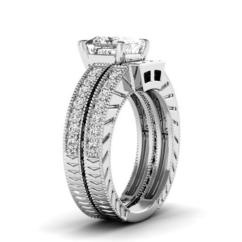 1.25-3.75 CT Princess & Round Cut Lab Grown Diamonds - Bridal Set - Primestyle.com