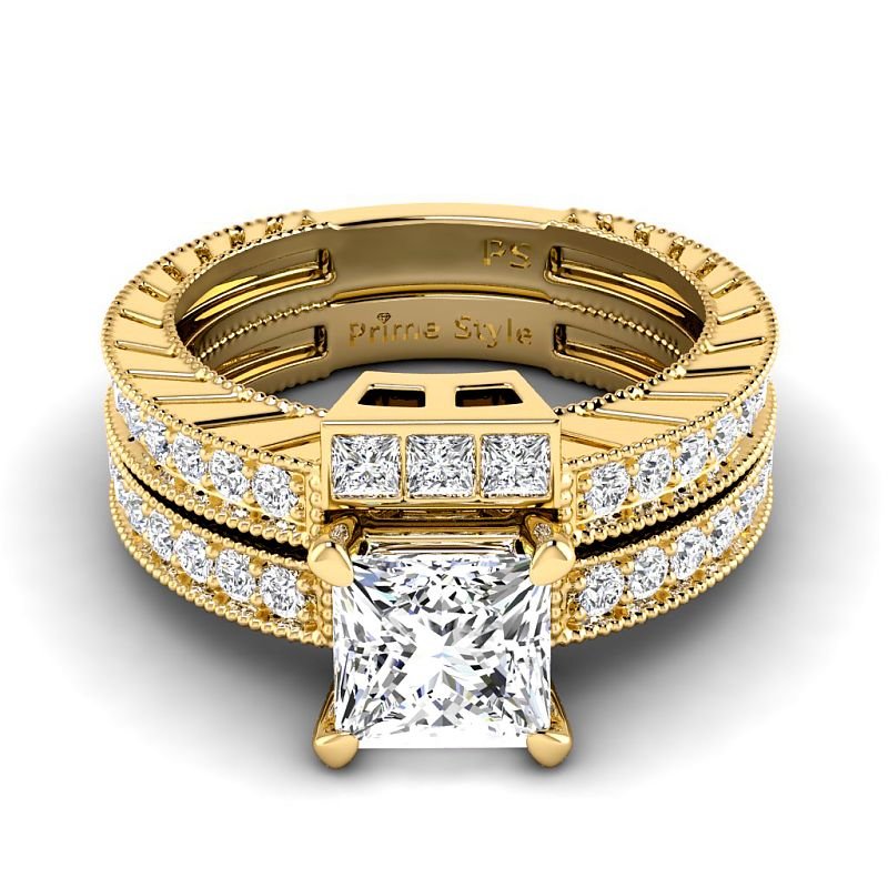 1.25-3.75 CT Princess & Round Cut Lab Grown Diamonds - Bridal Set - Primestyle.com