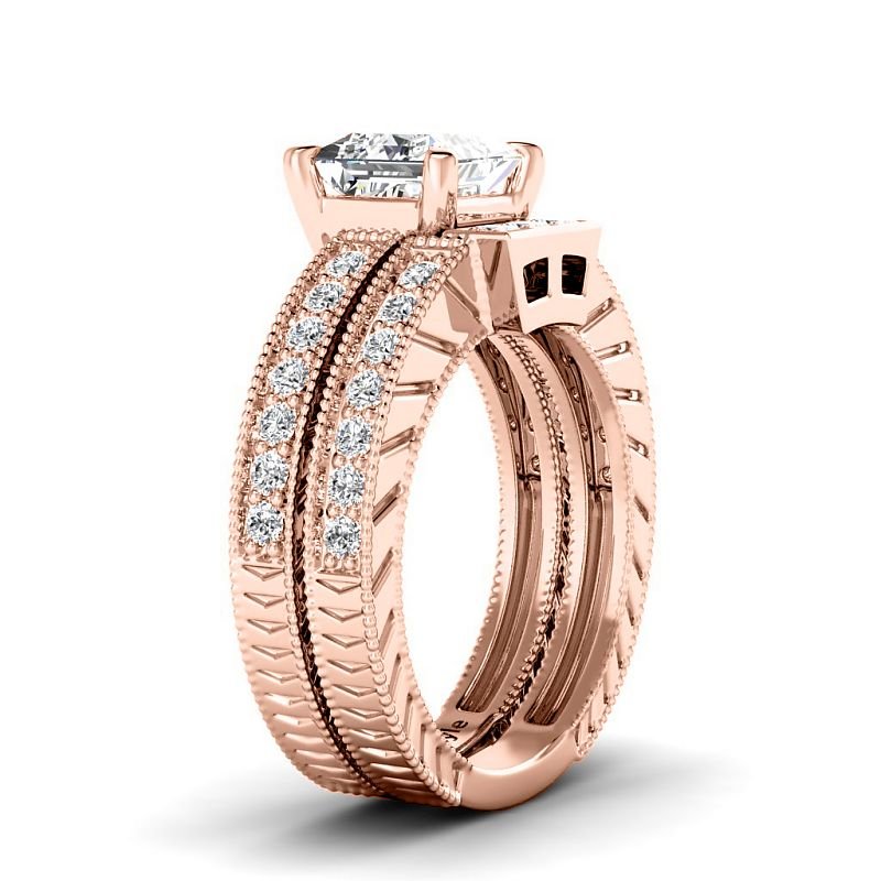 1.25-3.75 CT Princess & Round Cut Lab Grown Diamonds - Bridal Set - Primestyle.com
